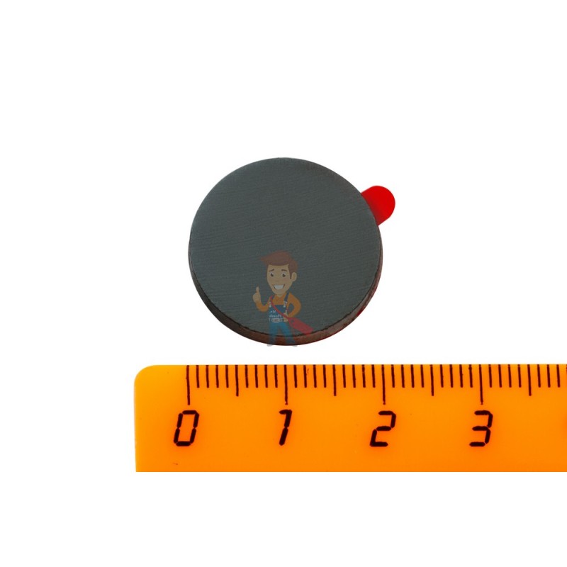 Ферритовый магнит диск 20х3 мм с клеевым слоем - фото 1