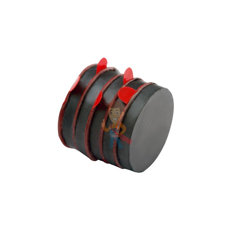 Ферритовый магнит диск 20х3 мм с клеевым слоем, 10 шт, Forceberg - фото 4
