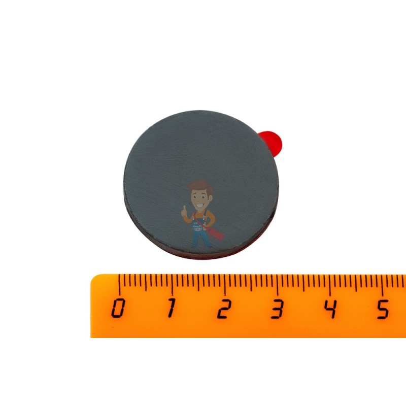 Ферритовый магнит диск 30х3 мм с клеевым слоем - фото 1