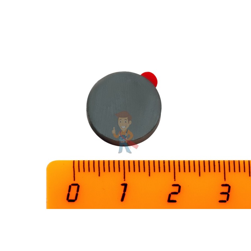 Ферритовый магнит диск 15х3 мм с клеевым слоем - фото 1