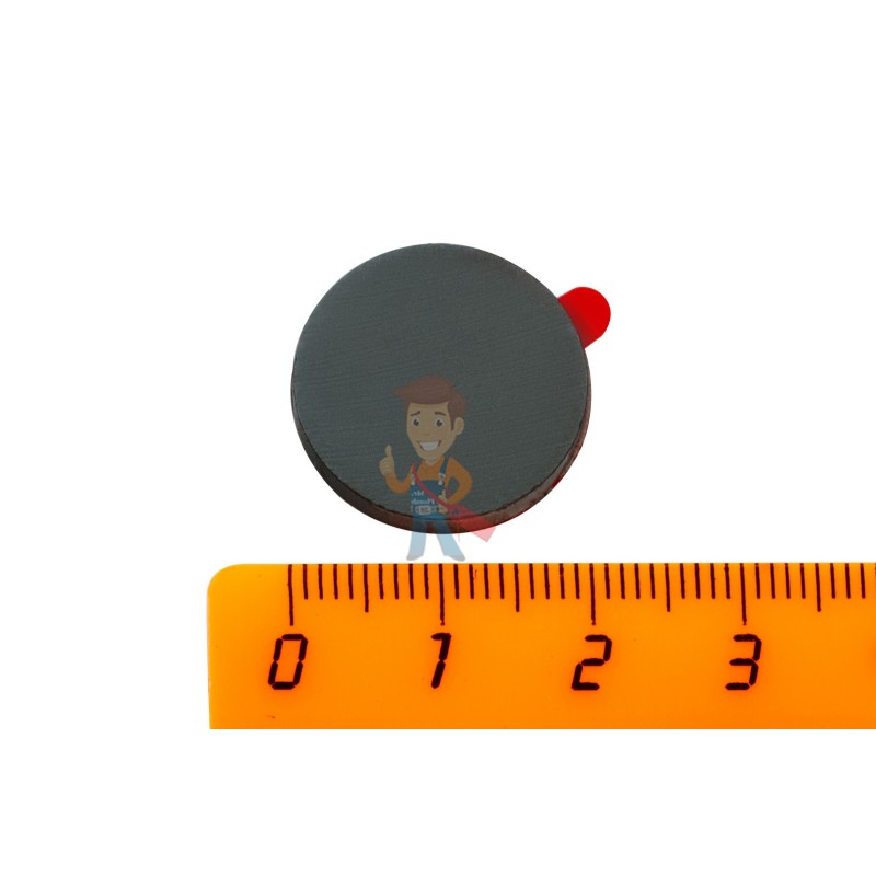 Ферритовый магнит диск 20х3 мм с клеевым слоем, 10 шт, Forceberg